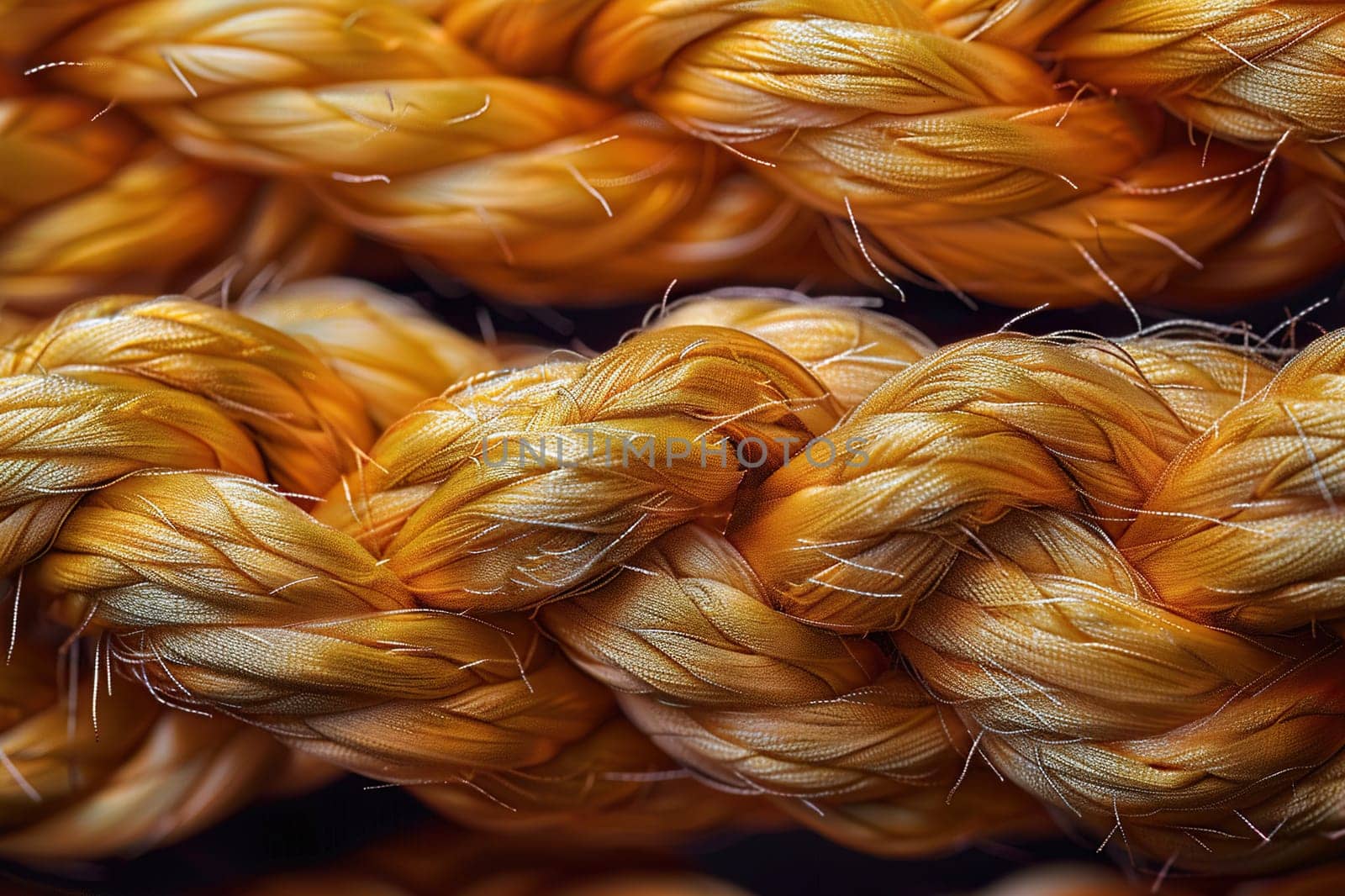Macro image of a rope with fibers.