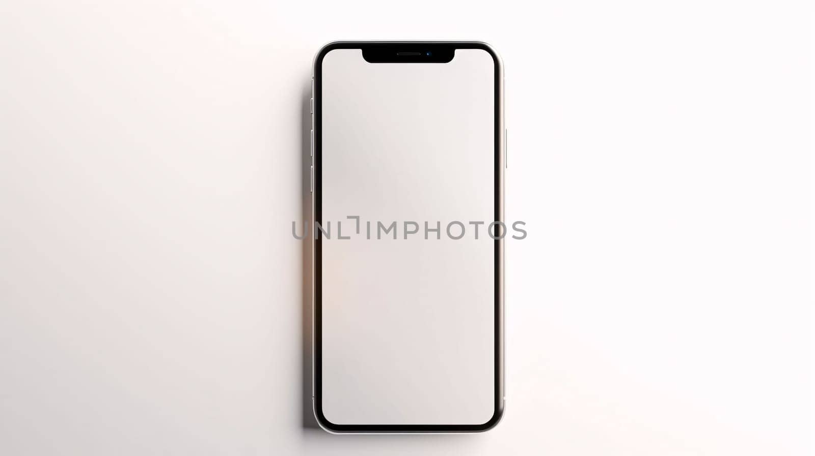 Smartphone screen: Smartphone mockup with blank screen on white background. 3d rendering