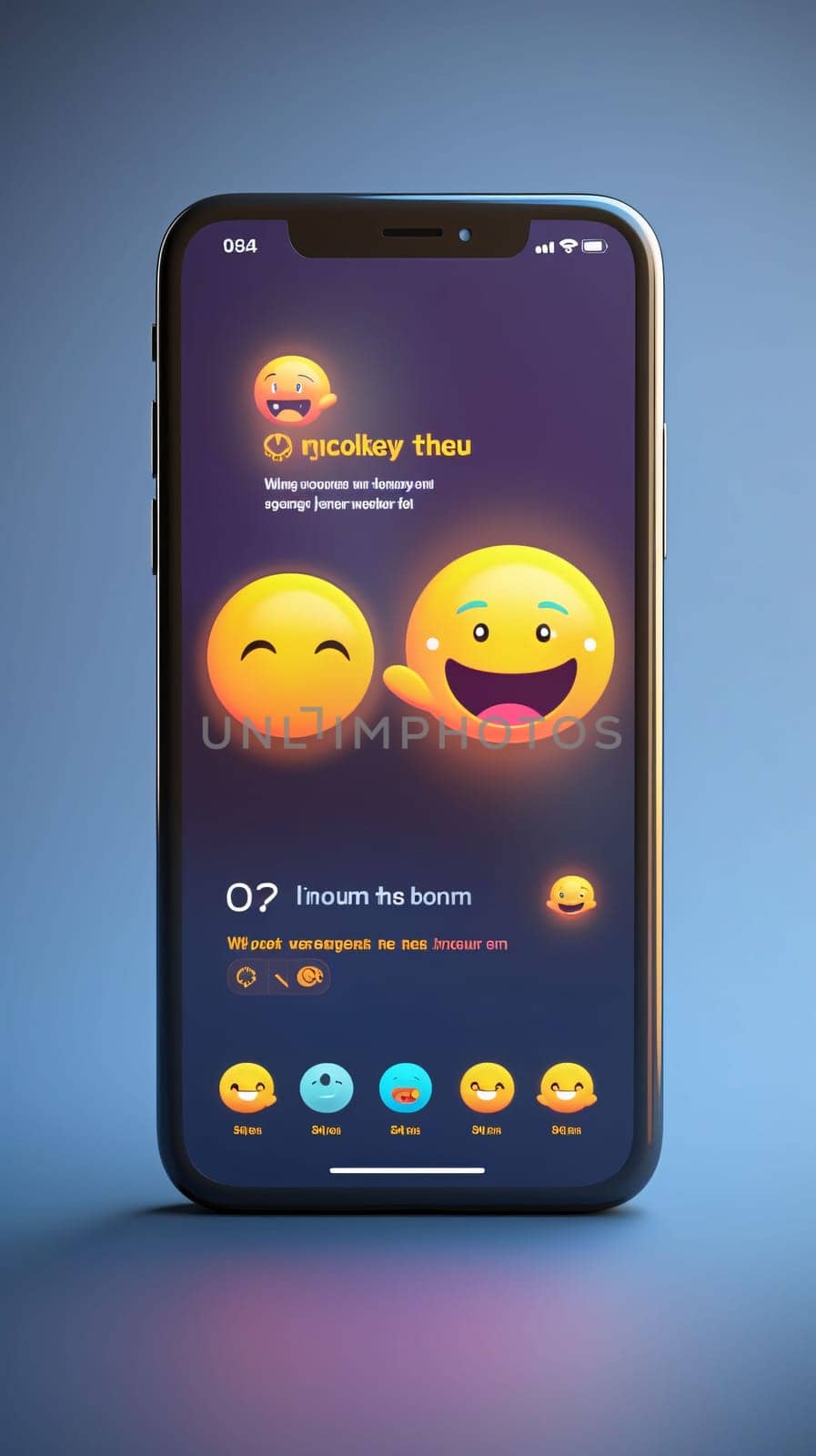 Smartphone with emoticons on the screen. 3D rendering. by ThemesS