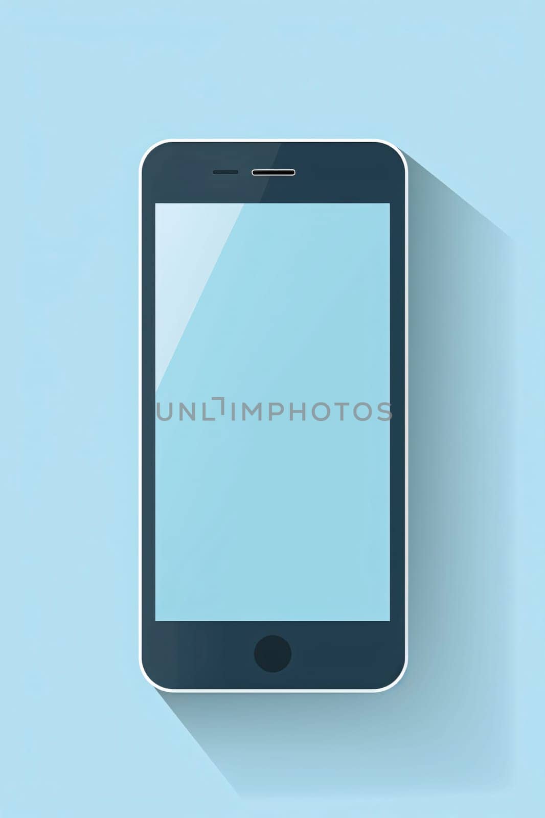 Smartphone screen: Smartphone with blank screen on blue background. Vector illustration. Eps 10.