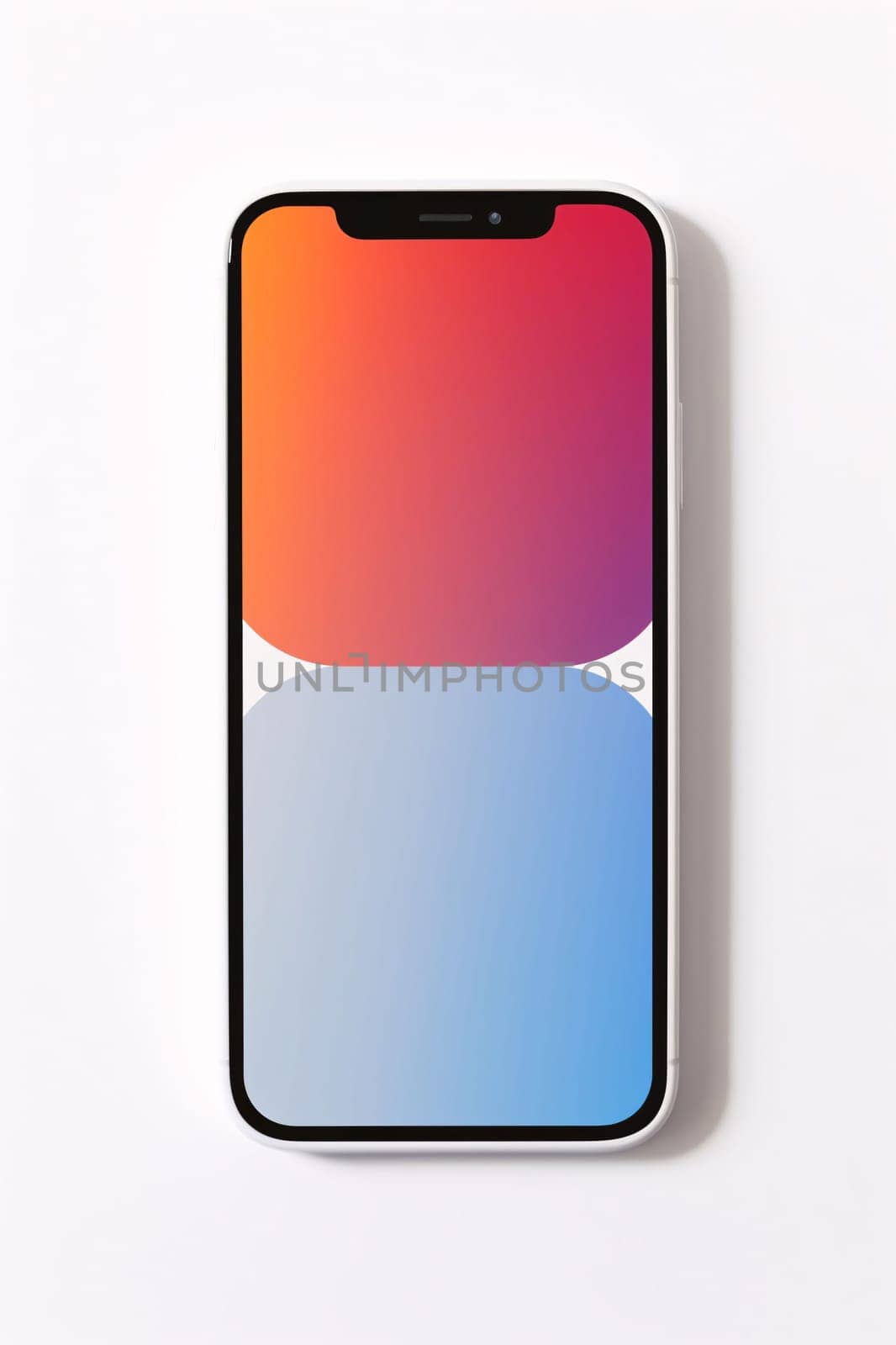 Smartphone screen: Smartphone with blank screen on white background. 3D illustration.