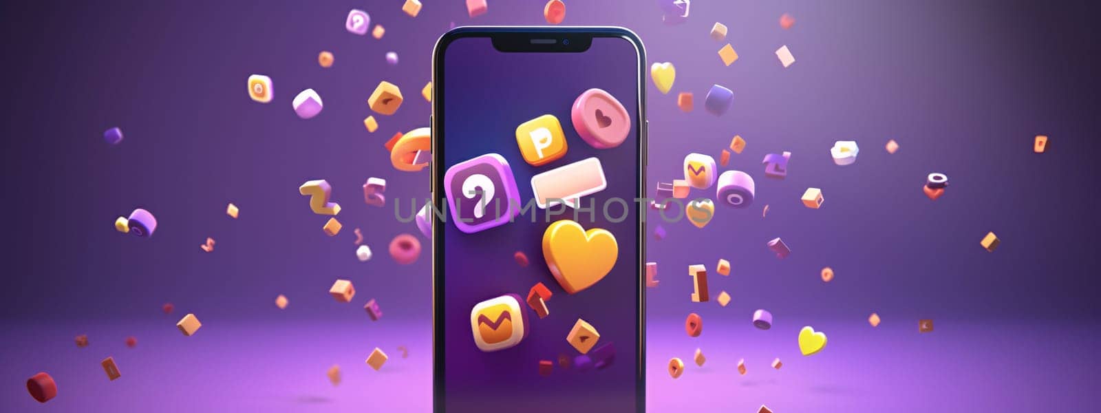 Smartphone with colorful application icons. Social media concept. Vector illustration by ThemesS