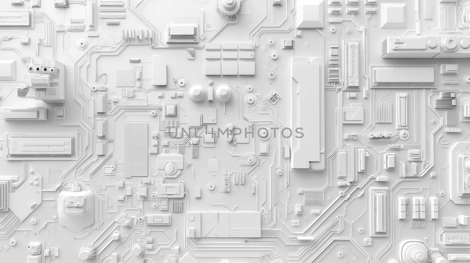 Close-Up View of a Monochromatic Circuit Board in Detail by chrisroll