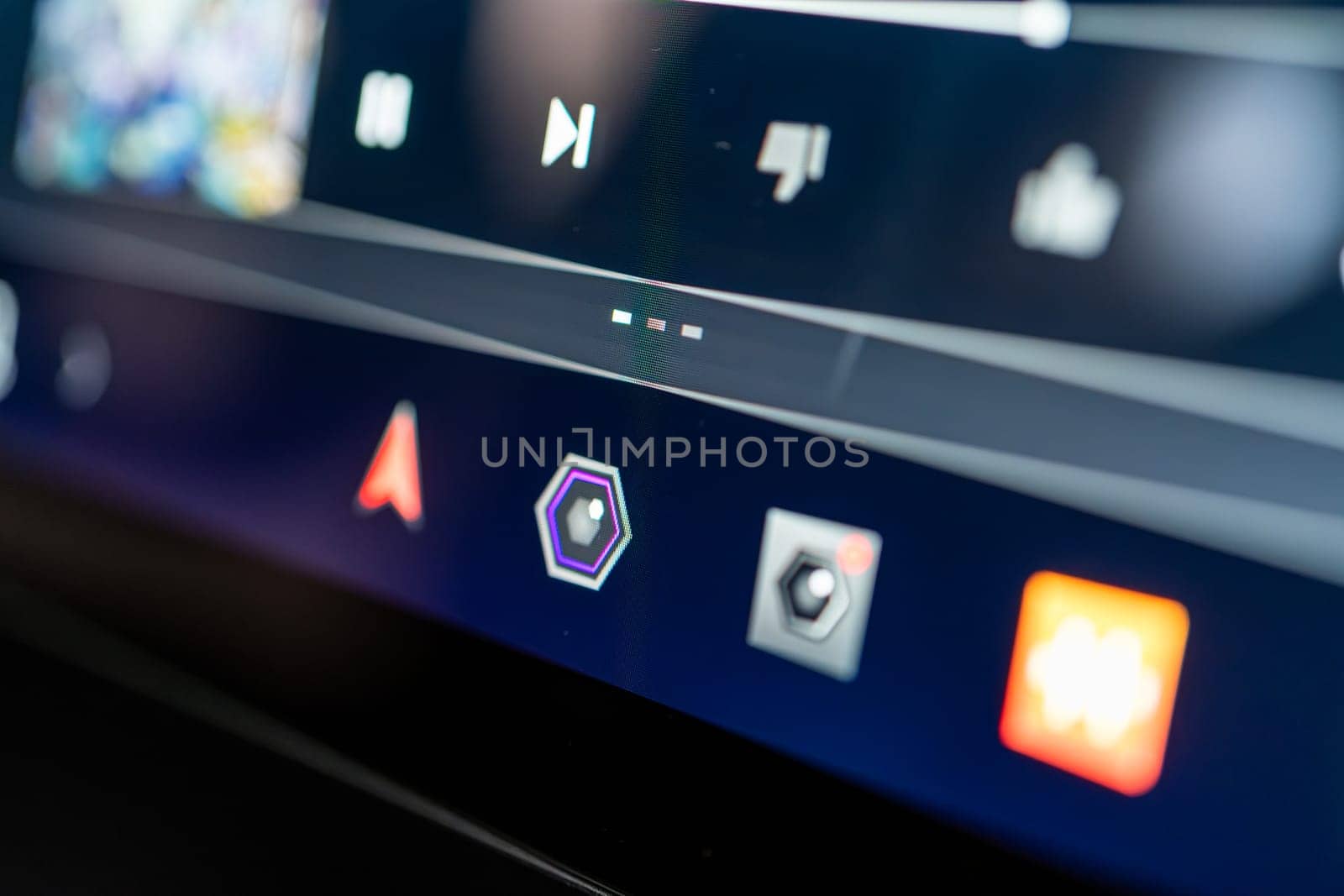 Close-up View of Tesla Cybertruck Touchscreen Interface Icons by arinahabich
