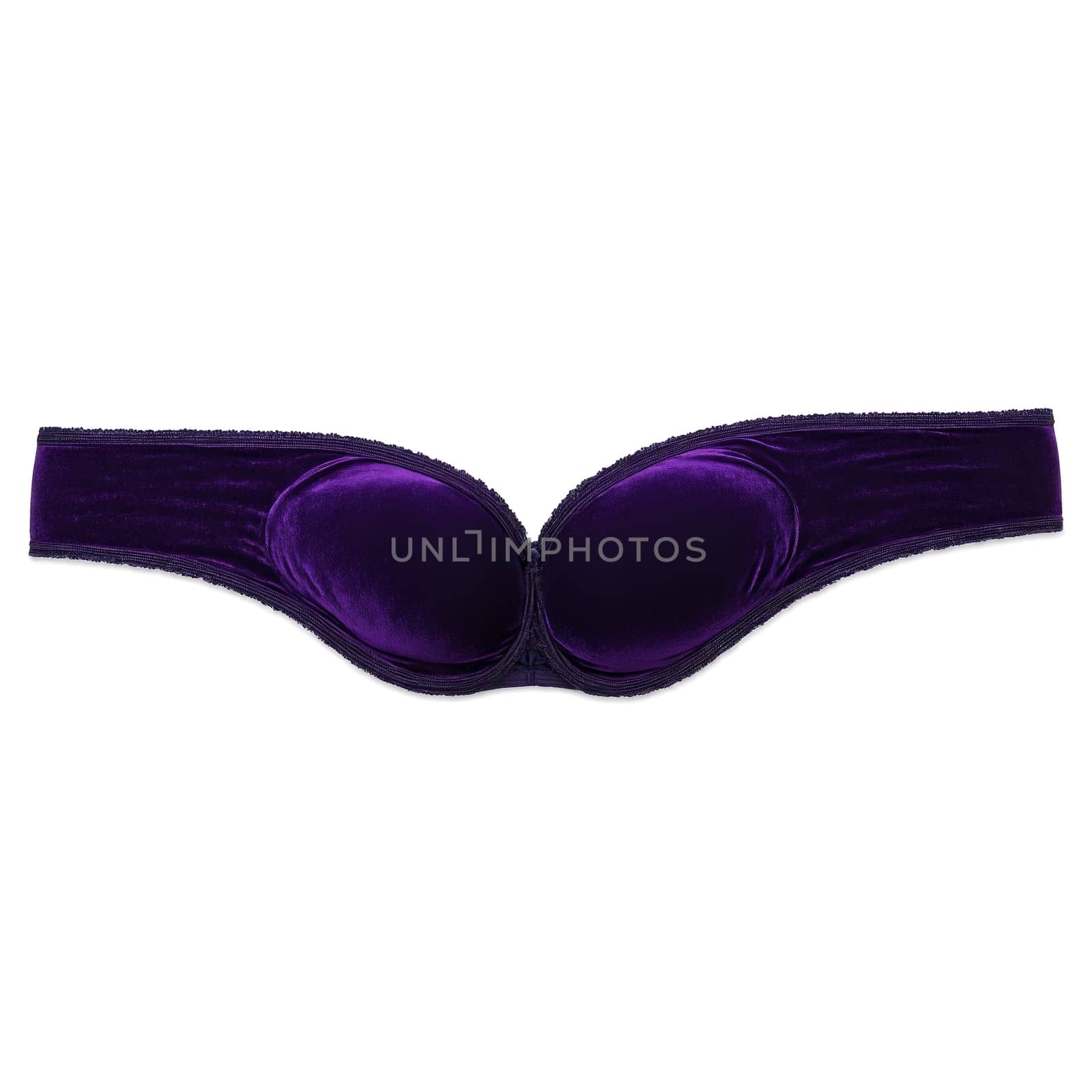 Deep Purple Velvet Bra A deep purple velvet bra with a plush luxurious texture showcasing by panophotograph