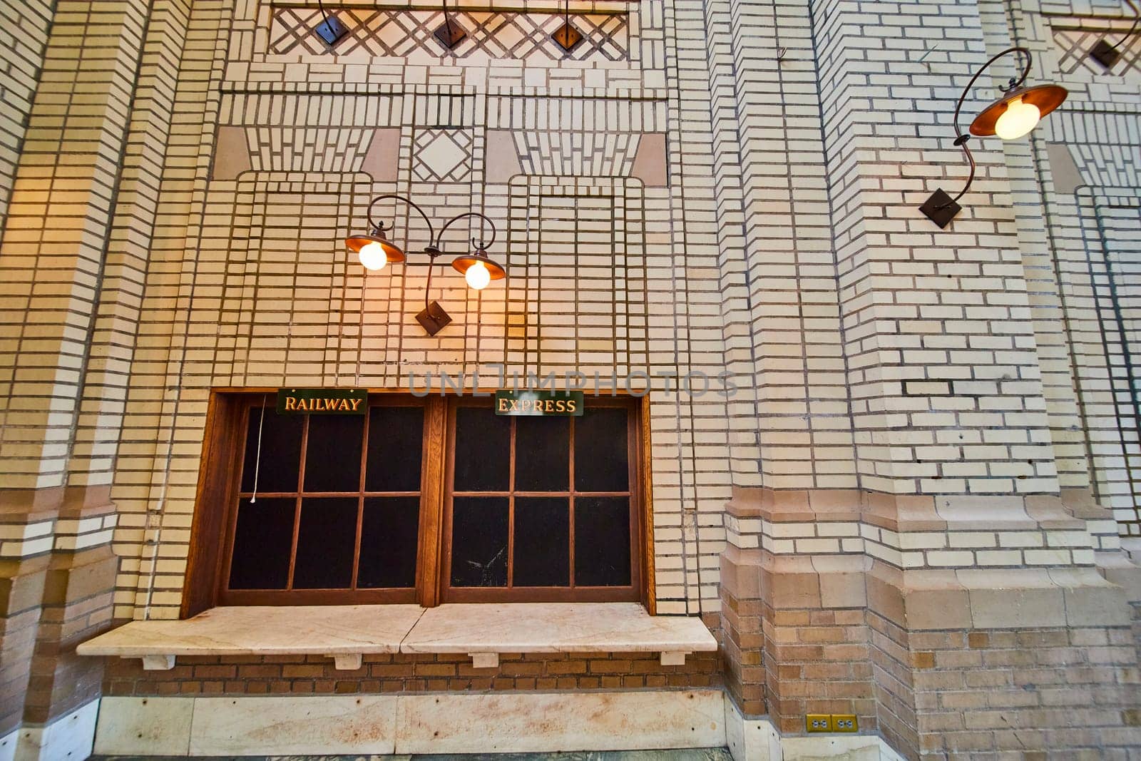 Historic Baker Street Station ticket booth in Fort Wayne, Indiana, exuding vintage charm and nostalgia.