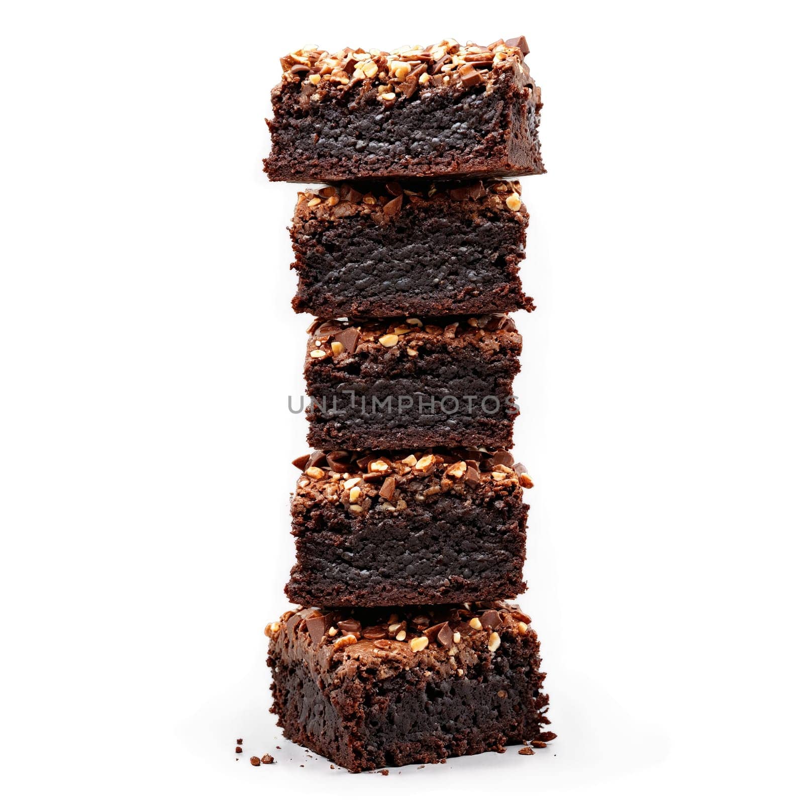 Brownies with fudgy center and crackly top in stack suspended Food and culinary concept by panophotograph