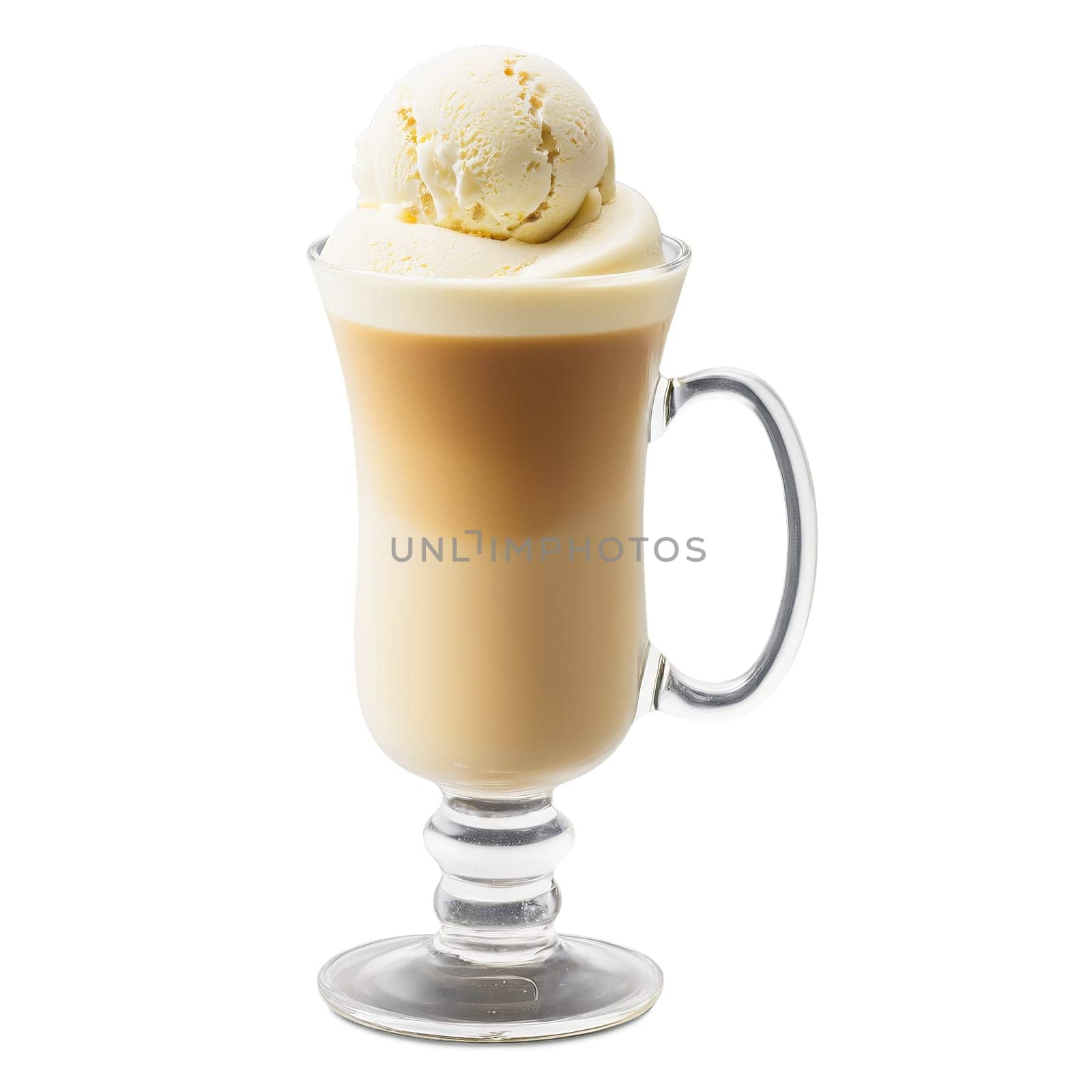 Spelt milk affogato in a glass mug made with a shot of espresso and a by panophotograph