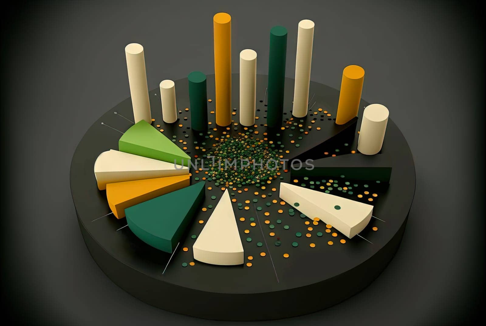 Abstract data graph concept with data clusters and particles. Digital sorting and management concept for business and finance. Generated AI