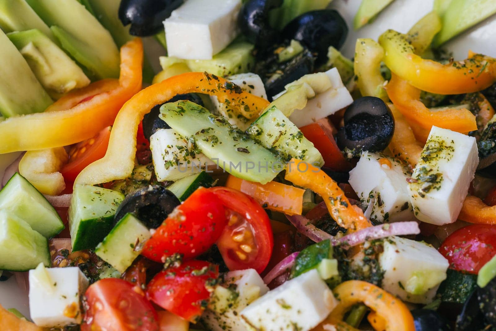 Greek salad with vegetables for healthy food. Traditional Mediterranean food