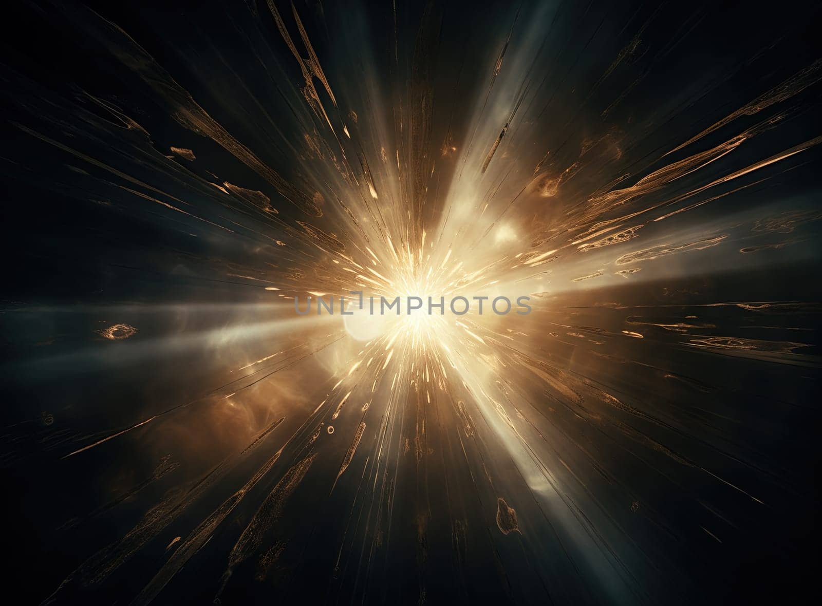 Star flare with yellow rays and beams on dark background. Generated AI