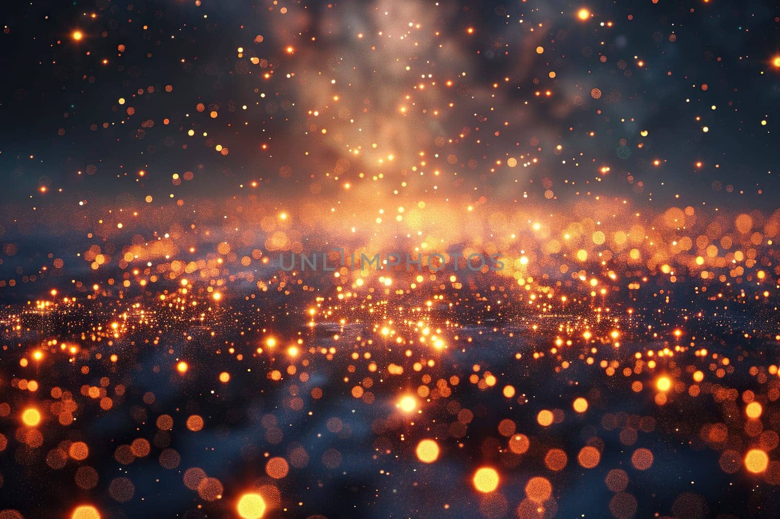 Golden bokeh highlights on a blurred background. Generated by artificial intelligence by Vovmar