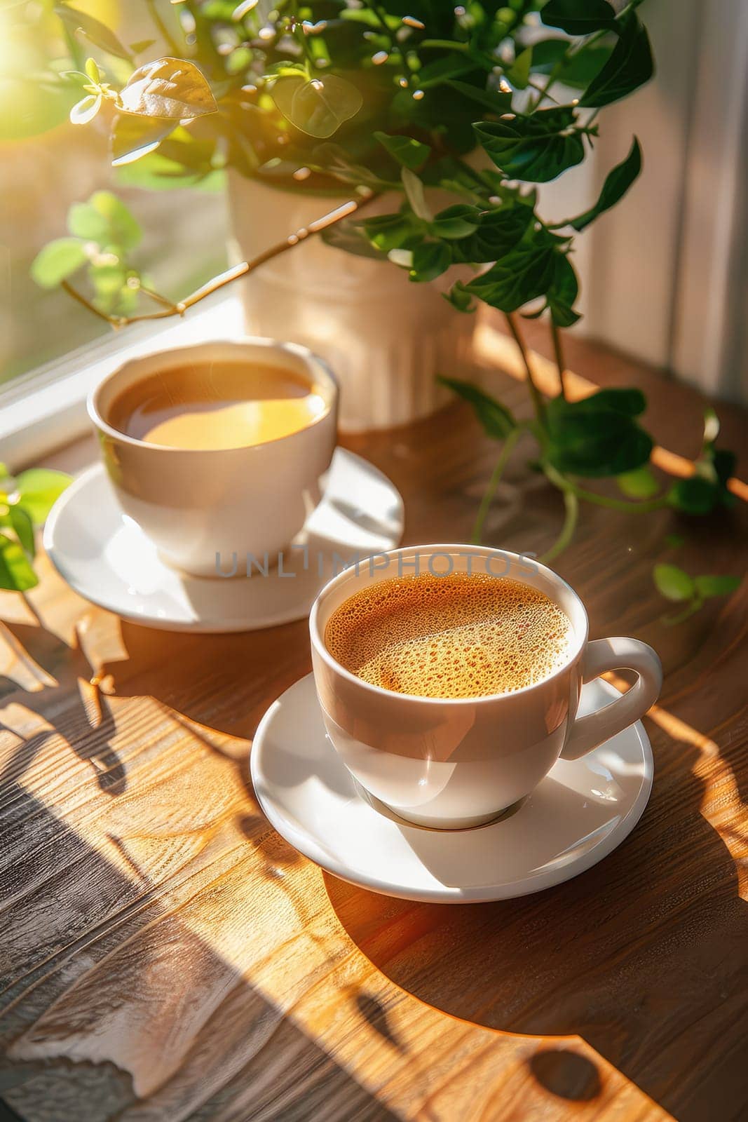 Cup of coffee in the garden. Selective focus. morning.