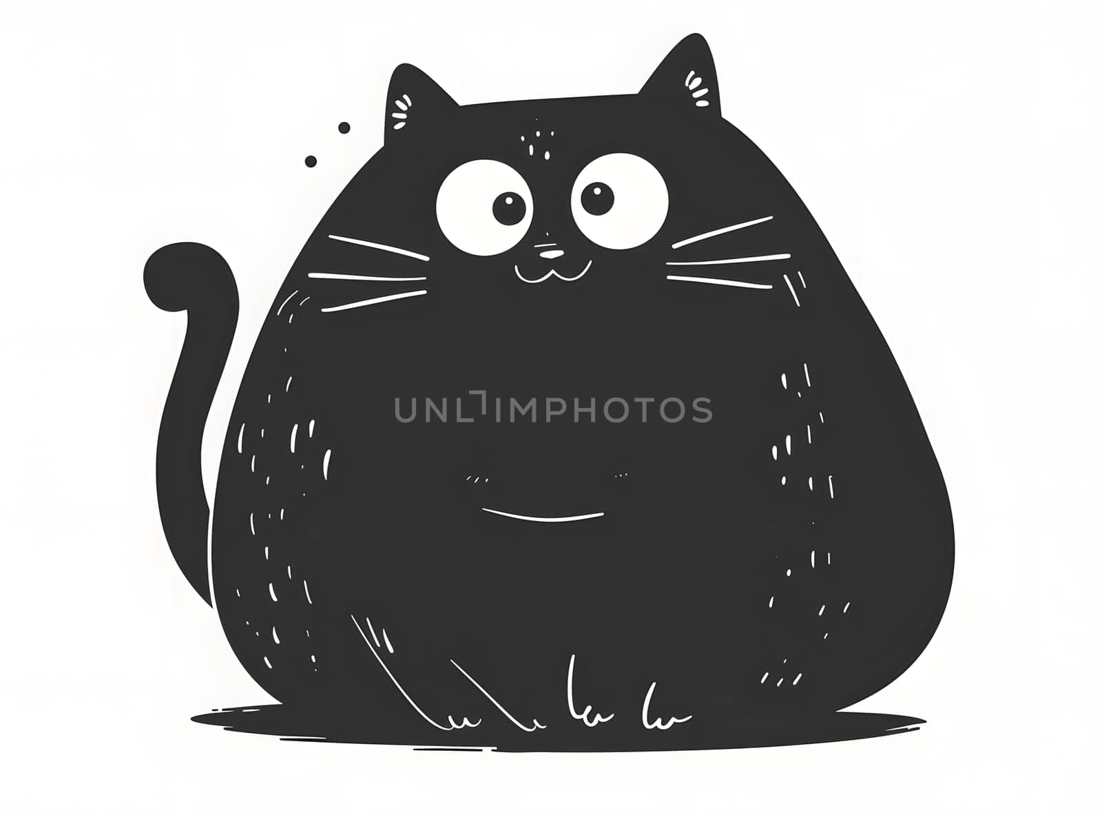 A grey Felidae with big eyes, small to mediumsized, is sitting on a white background. It can be used as a toy, art, or even on drinkware and serveware
