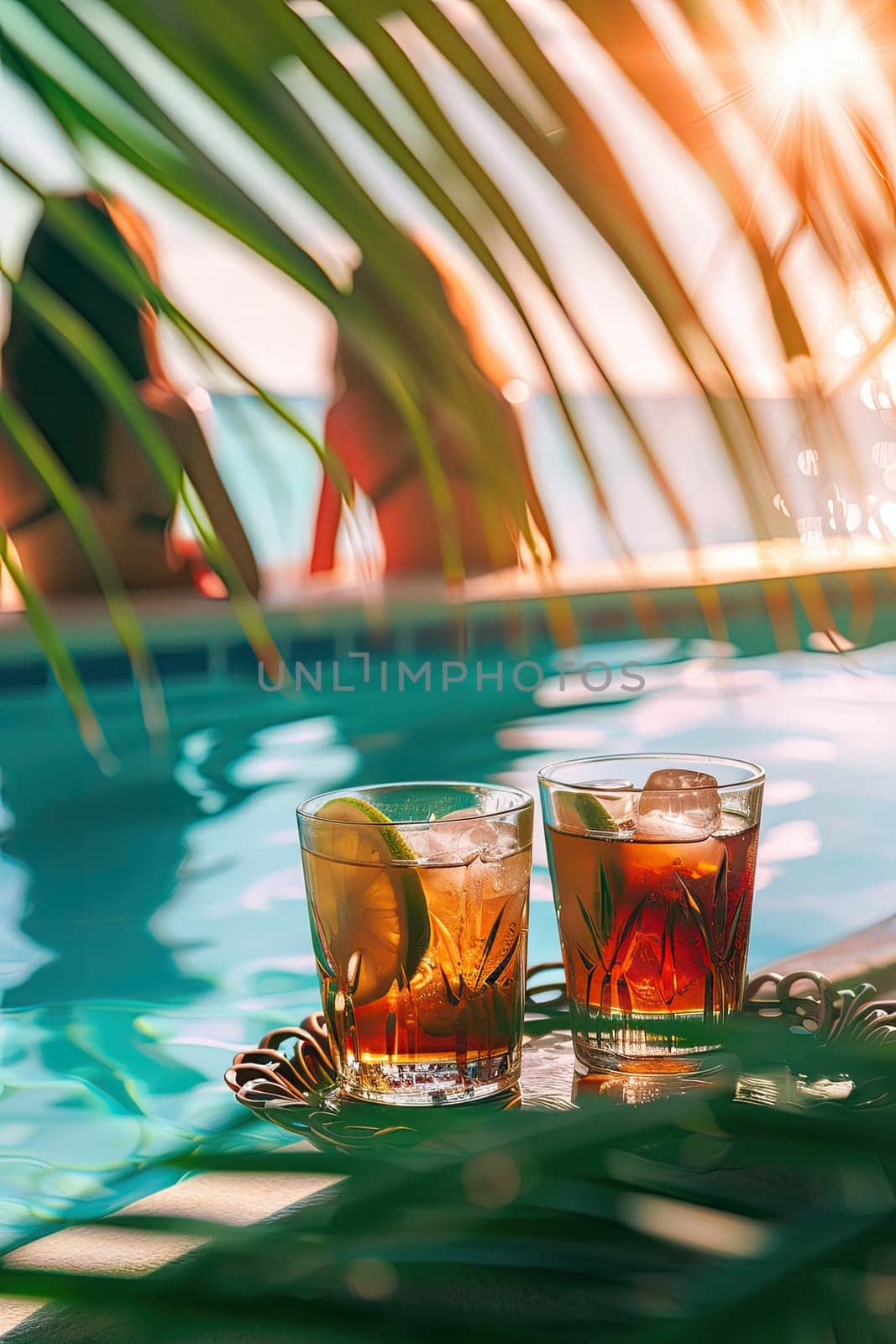 Beautiful exotic cocktails on the beach. Selective focus. drinks.