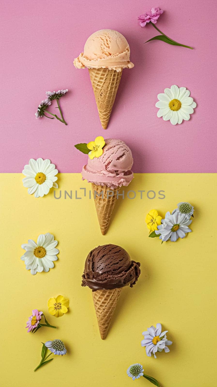 Ice cream colourful summer treat, sweet dessert in summertime, holiday food idea