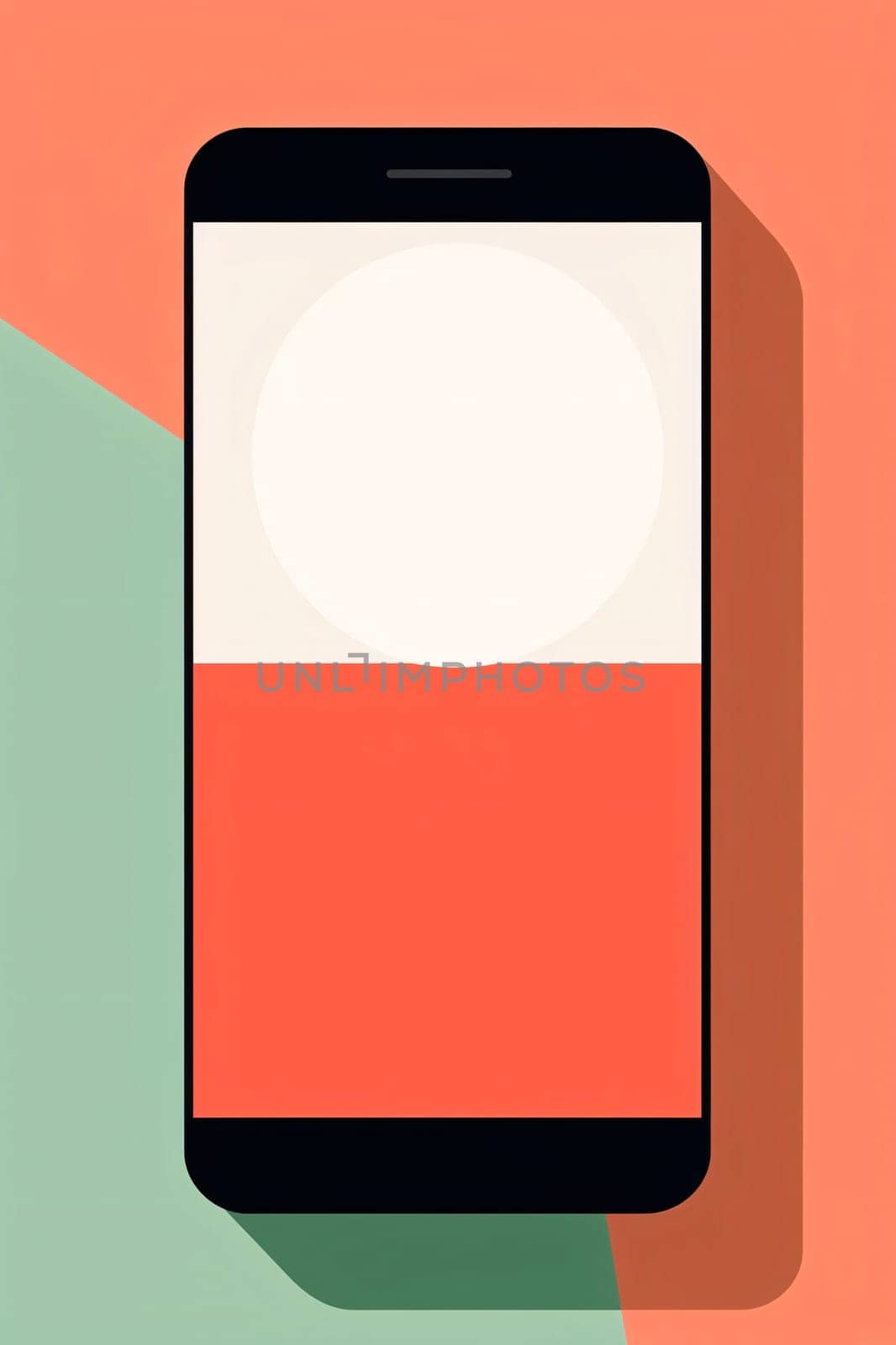 Mobile phone with blank screen on a colorful background. Vector illustration. by ThemesS