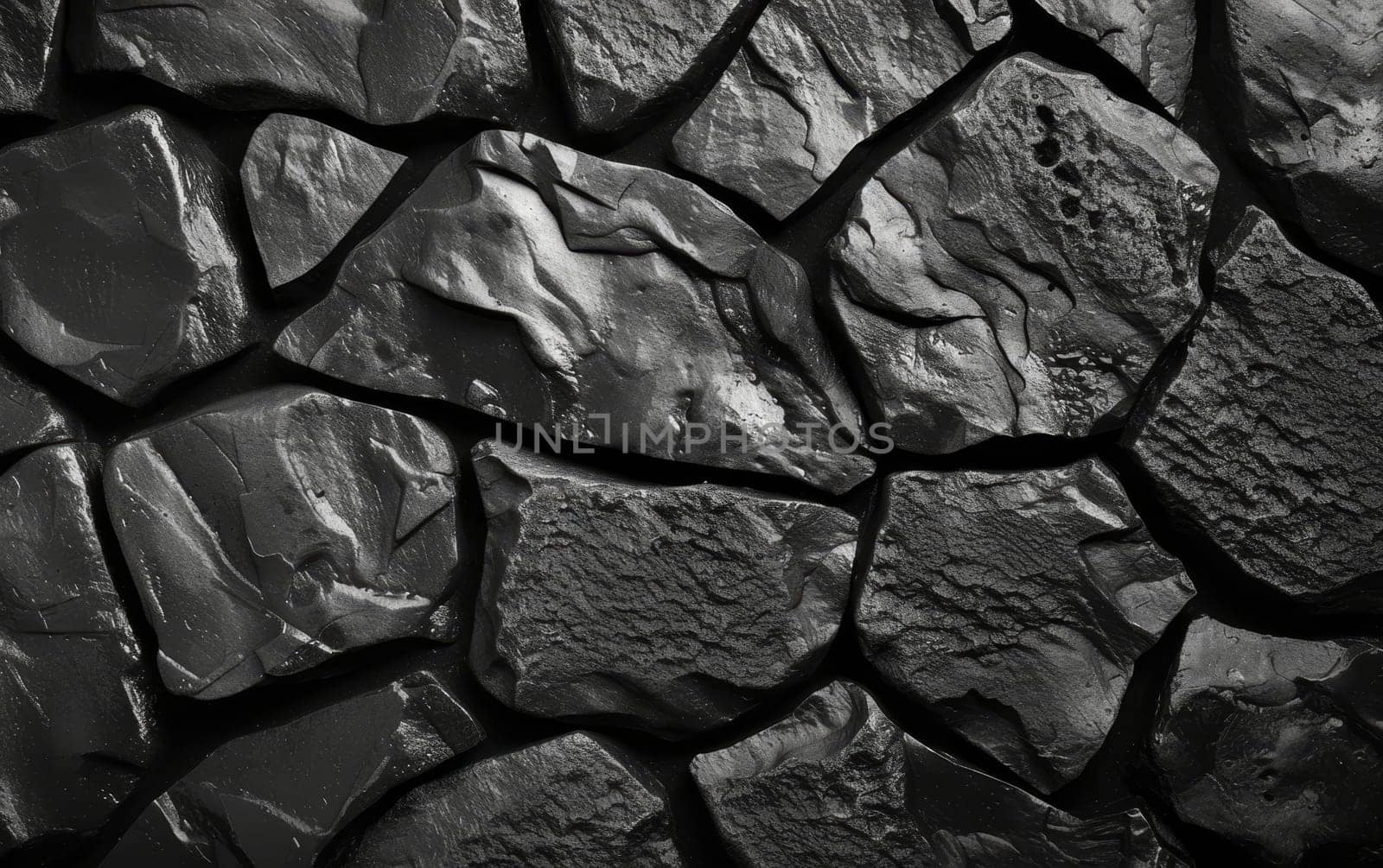 Close-up view of a pile of coal with a rough, irregular shape and texture. by sfinks