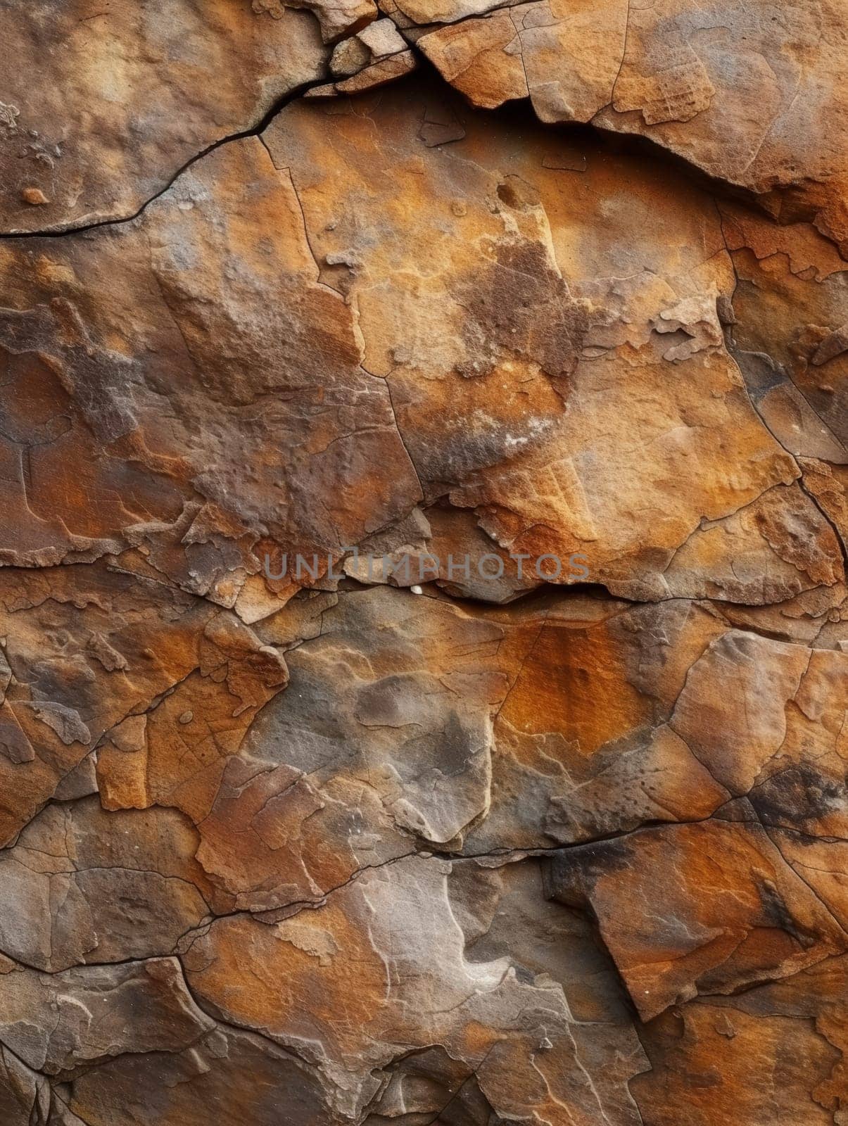 Close-up view of a multicolored rock surface showcasing natural textures and patterns. by sfinks