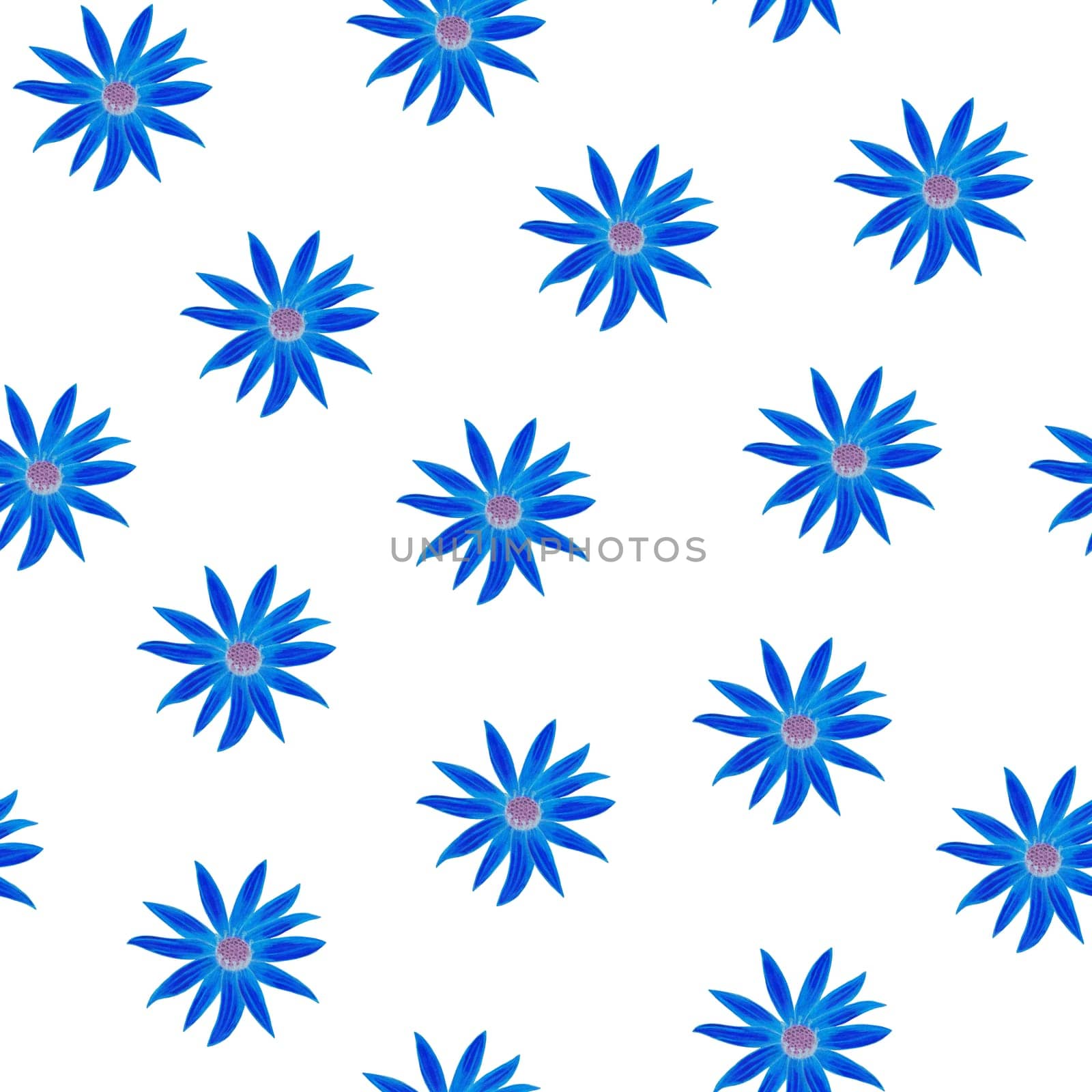 Daisy Blue Flower Seamless Pattern. Floral Digital Paper. by Rina_Dozornaya