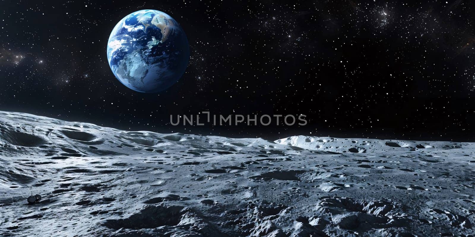 Earth Day: View of the planet Earth from the moon in outer space showing the beauty of space exploration.
