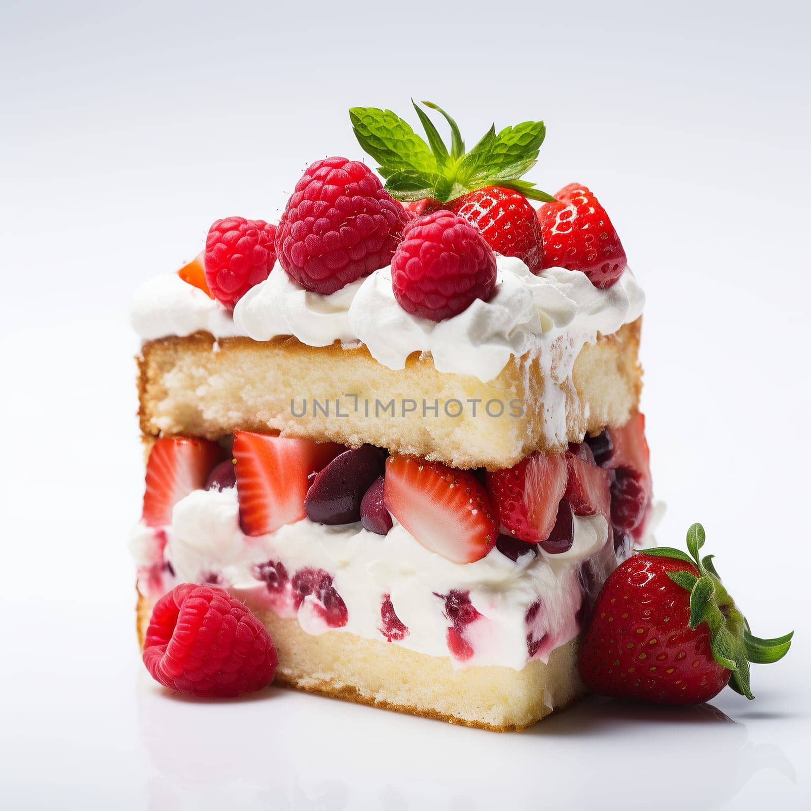 Tasty Fruit Pie Slice on White Background. by Rina_Dozornaya