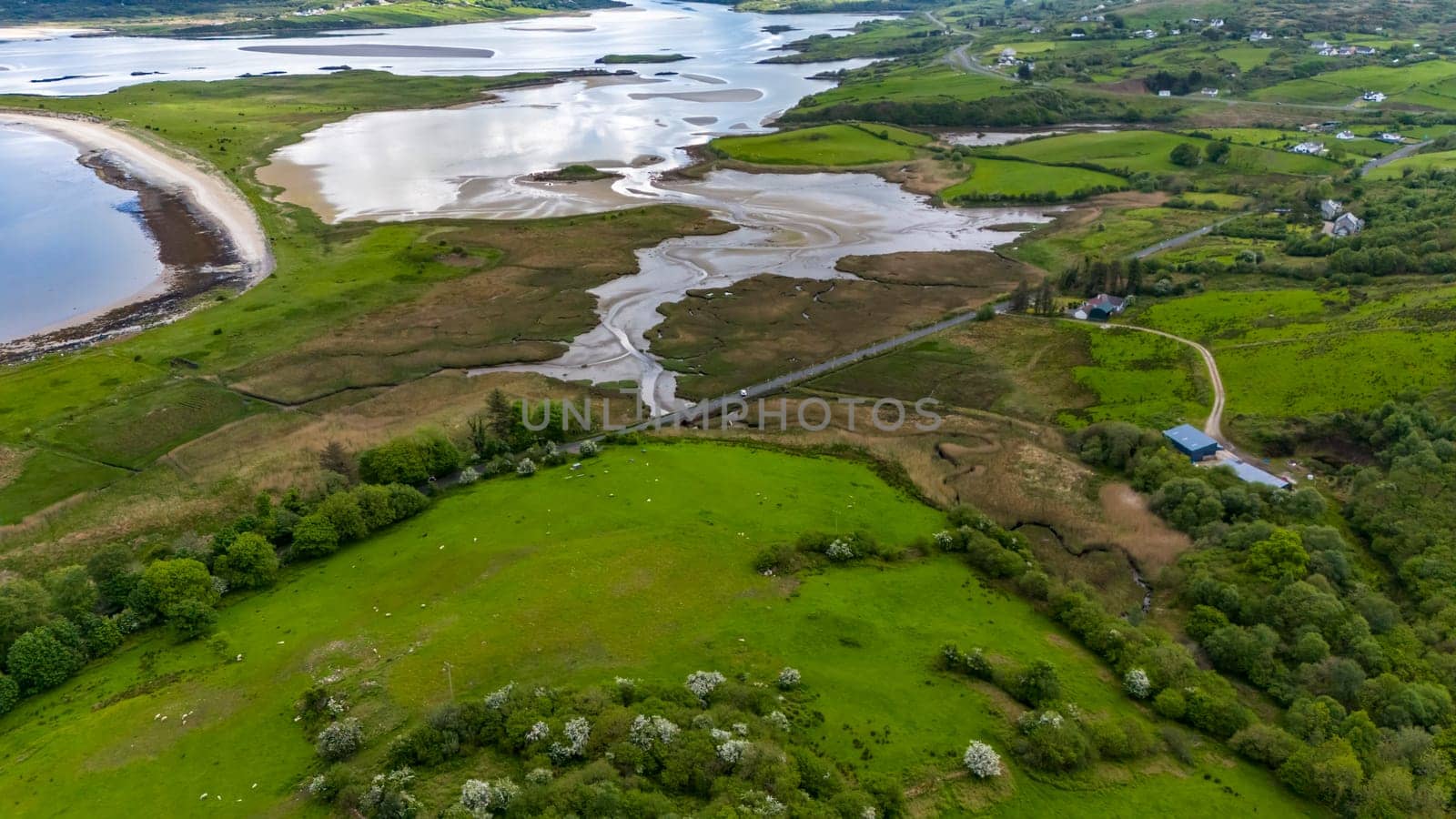 PORTNOO, COUNTY DONEGAL, IRELAND - MAY 15 2024 : The R261 road between Maas and Portnoo is closed due to an motorcycle accident.