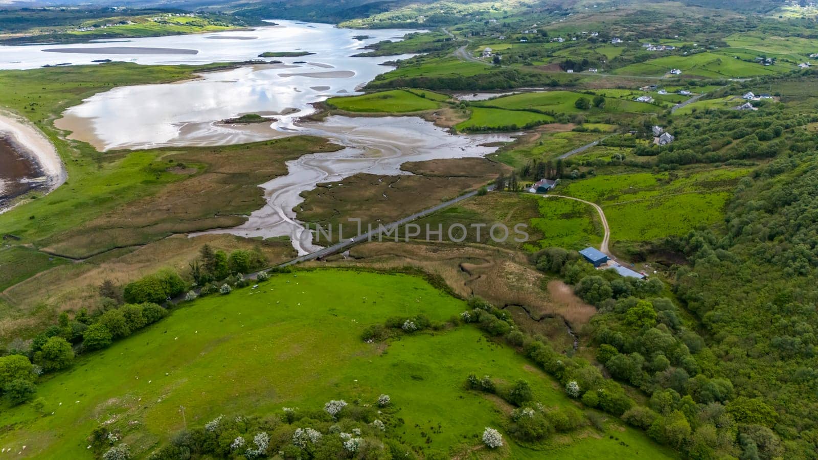 PORTNOO, COUNTY DONEGAL, IRELAND - MAY 15 2024 : The R261 road between Maas and Portnoo is closed due to an motorcycle accident.