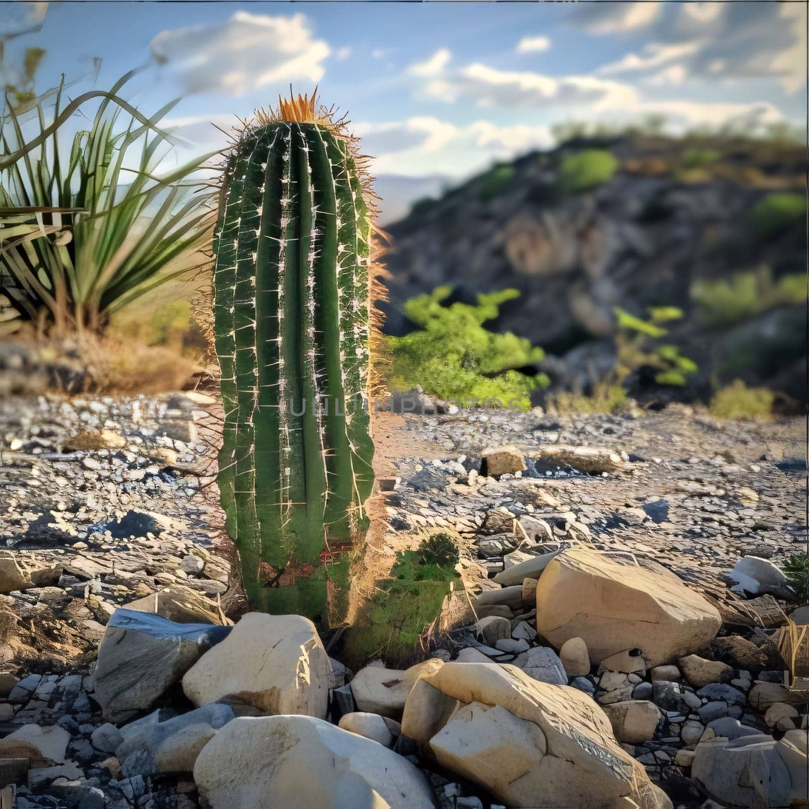 Plant called Cactus: Cactus in the desert. Beautiful natural background. Toned.