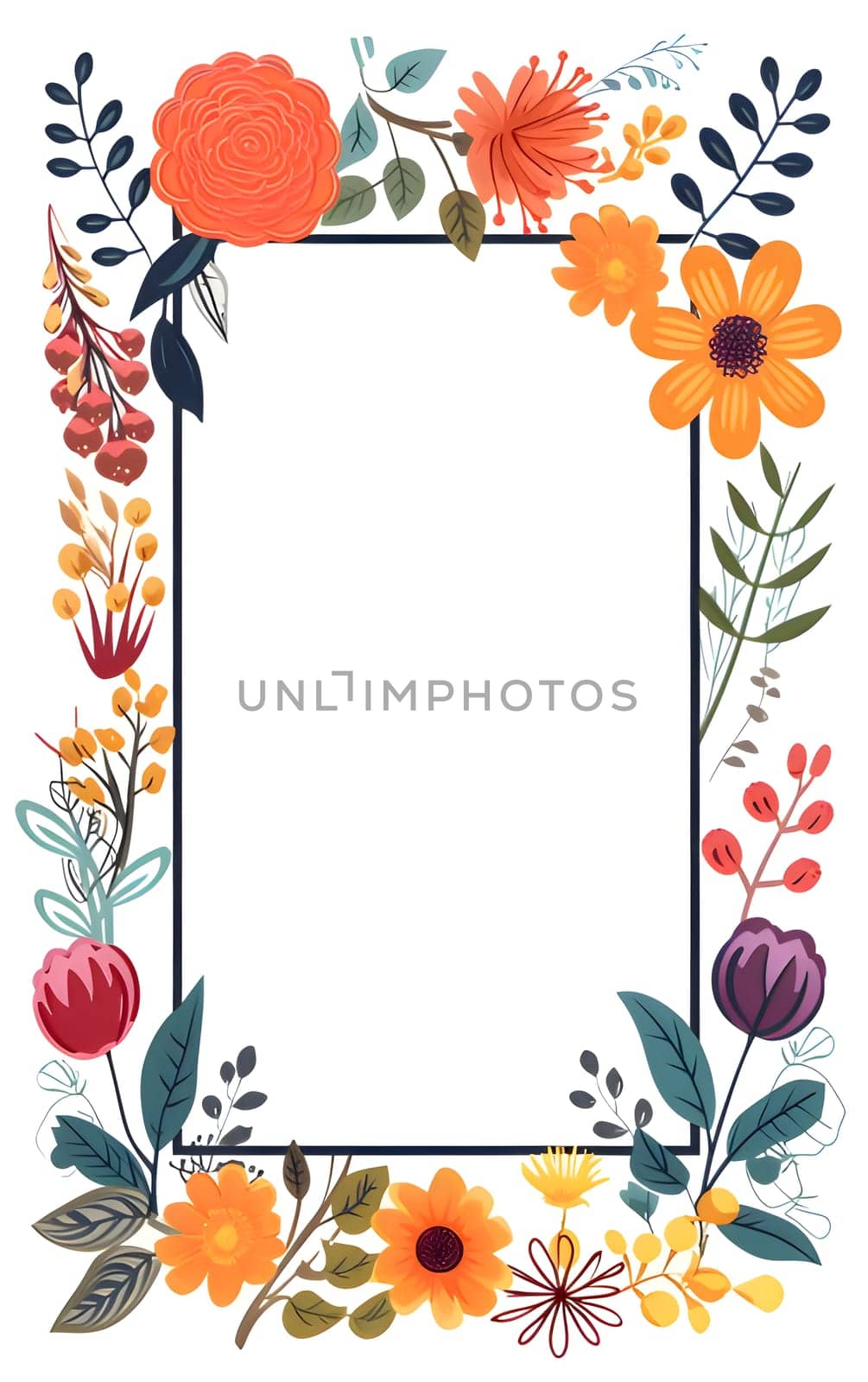 Frame with colorful flowers on a light background. by ThemesS