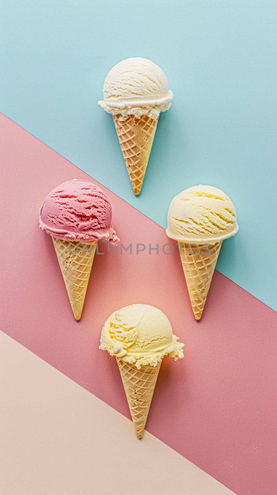 Ice cream colourful summer treat, sweet dessert in summertime, holiday food idea