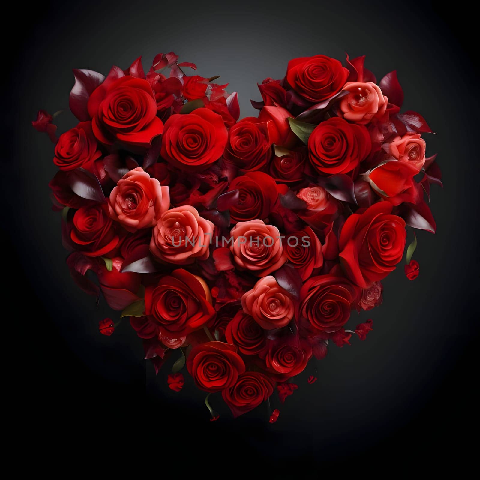 Red heart of roses. Heart as a symbol of affection and love. The time of falling in love and love.