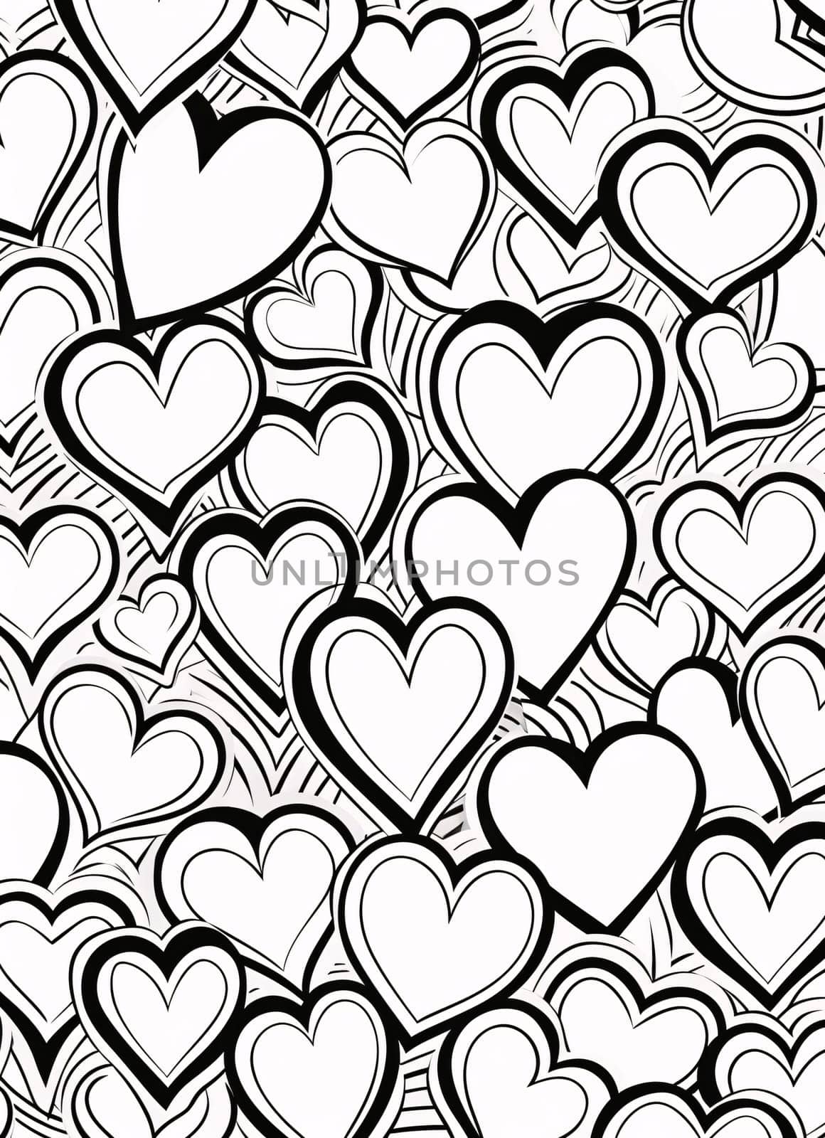 Black and White heart coloring card. Heart as a symbol of affection and love. by ThemesS