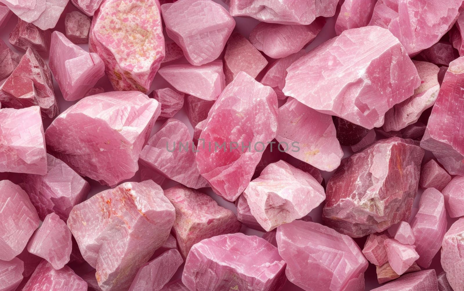 Overhead view of cracked pink stones forming a textured pattern. by sfinks
