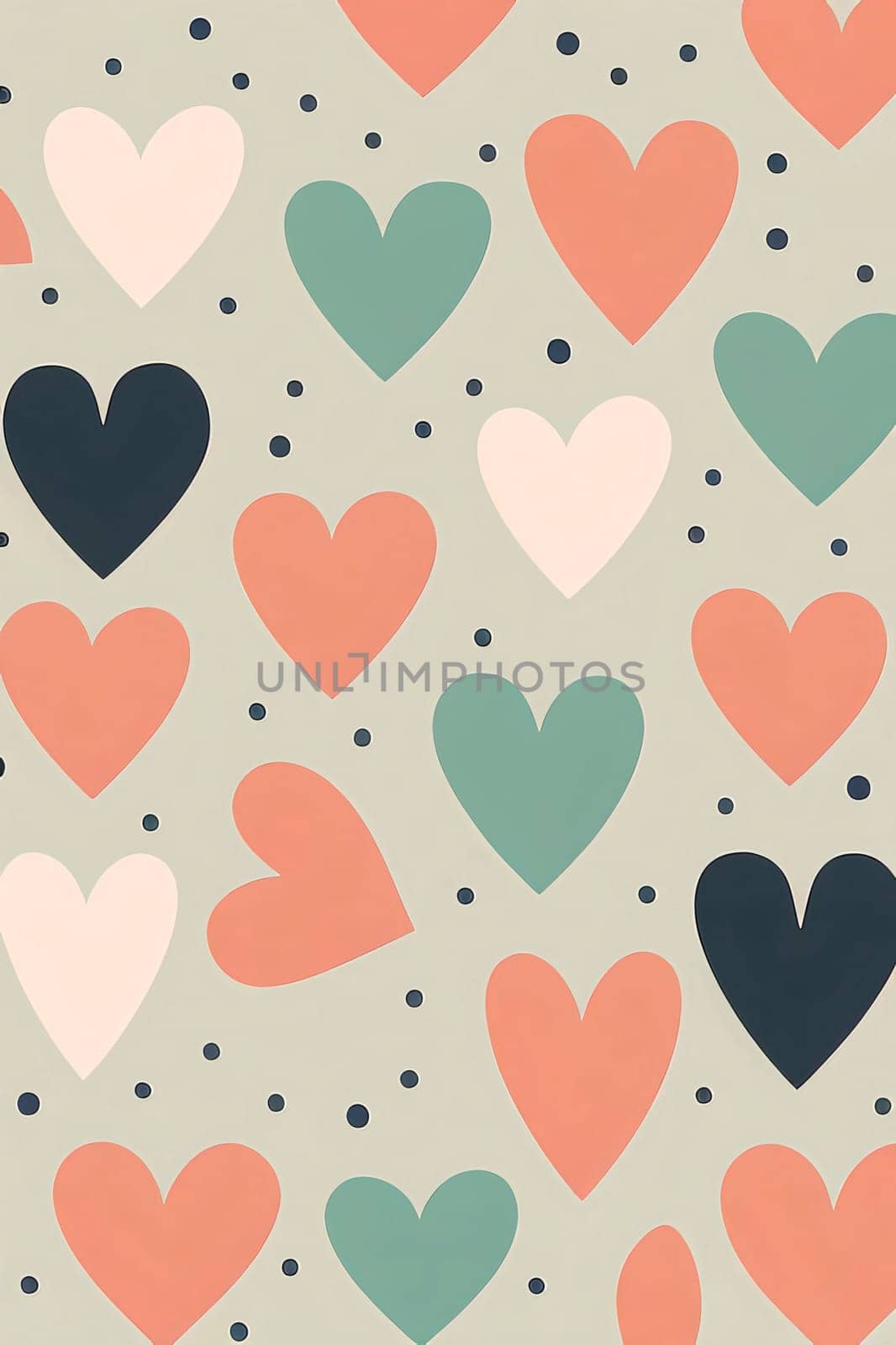 Elegant and modern. Colorful hearts with dots as abstract background, wallpaper, banner, texture design with pattern - vector.