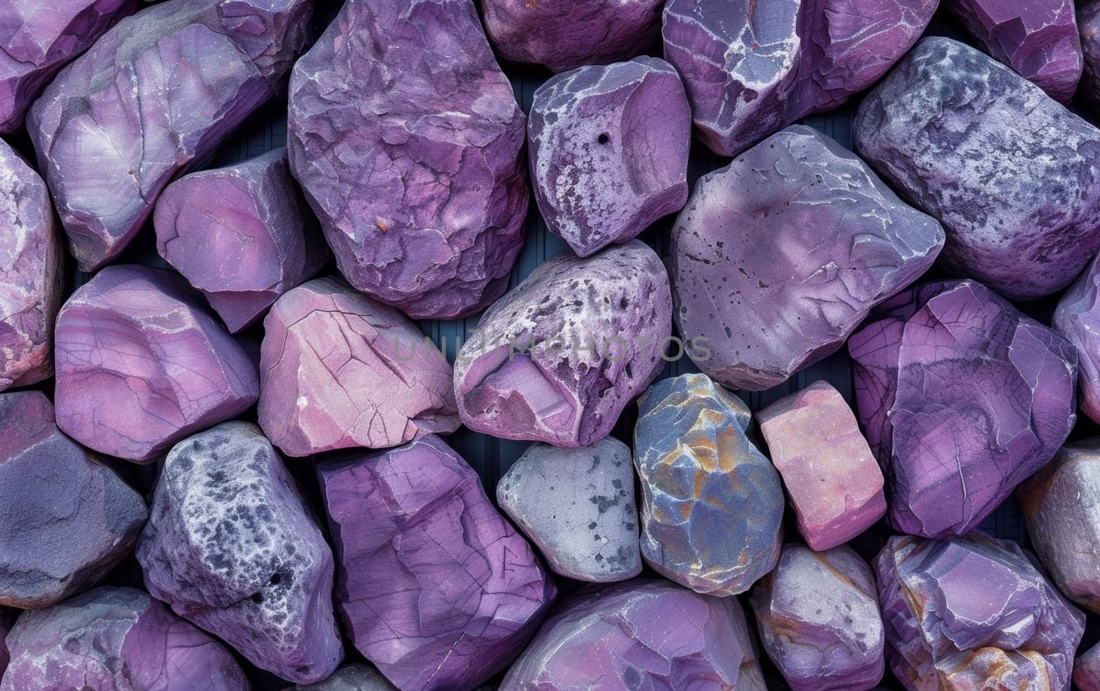 Layered purple stone cladding with varied shapes and a rough, textured appearance. by sfinks