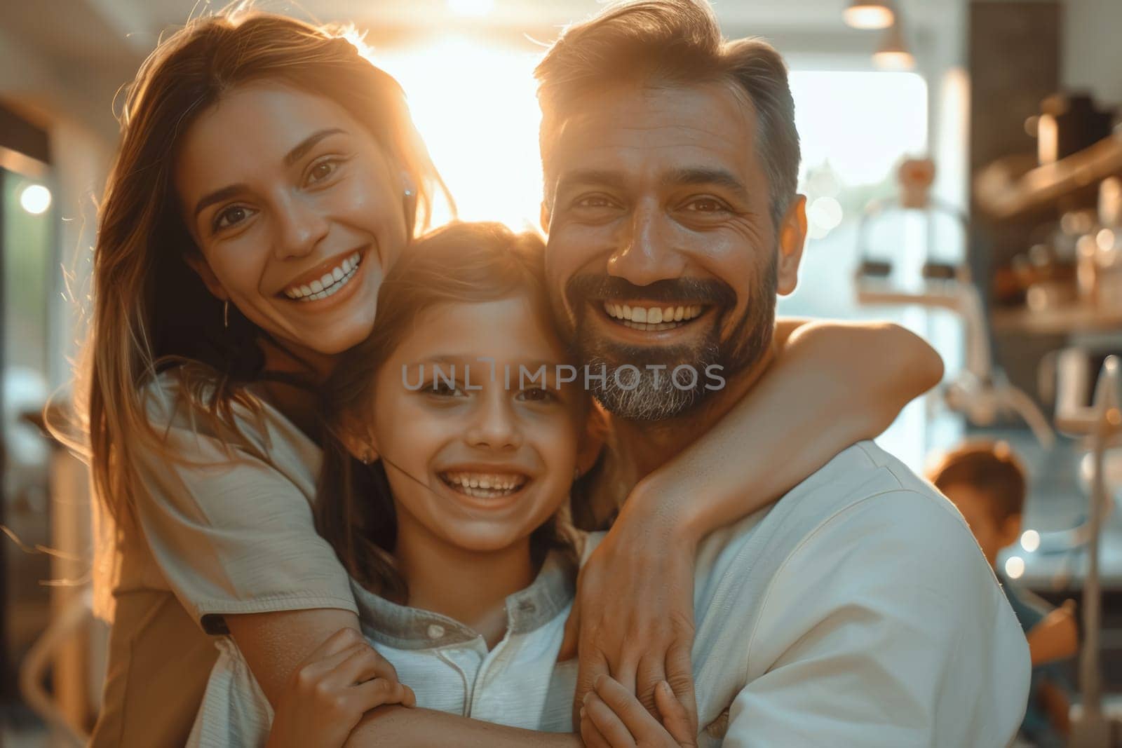 Joyful Family Embrace at Home by andreyz