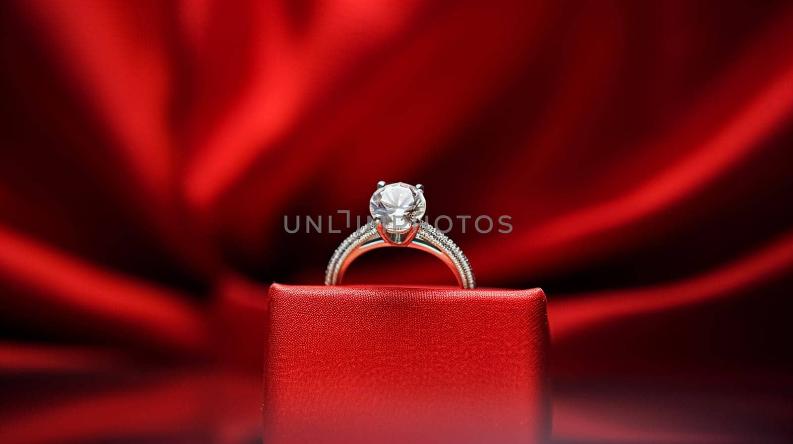 Jewellery, proposal and holiday gift, diamond engagement ring as symbol of love, romance and commitment by Anneleven