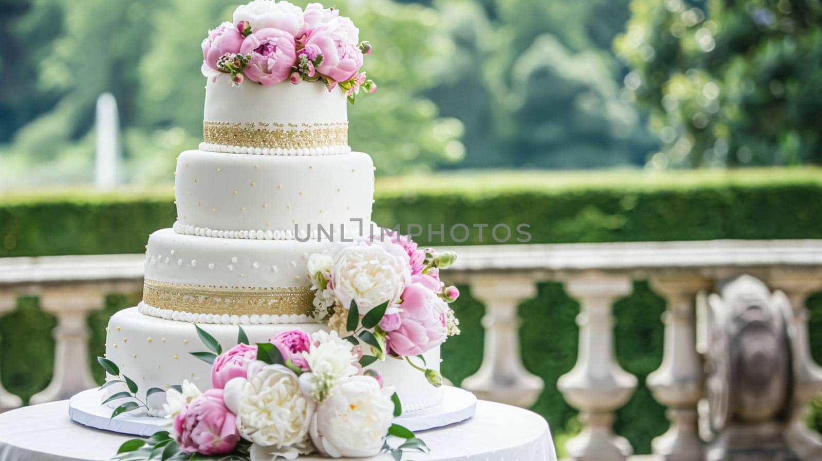 Wedding decoration with peonies, floral decor and event celebration, peony flowers and wedding ceremony in the garden, English country style