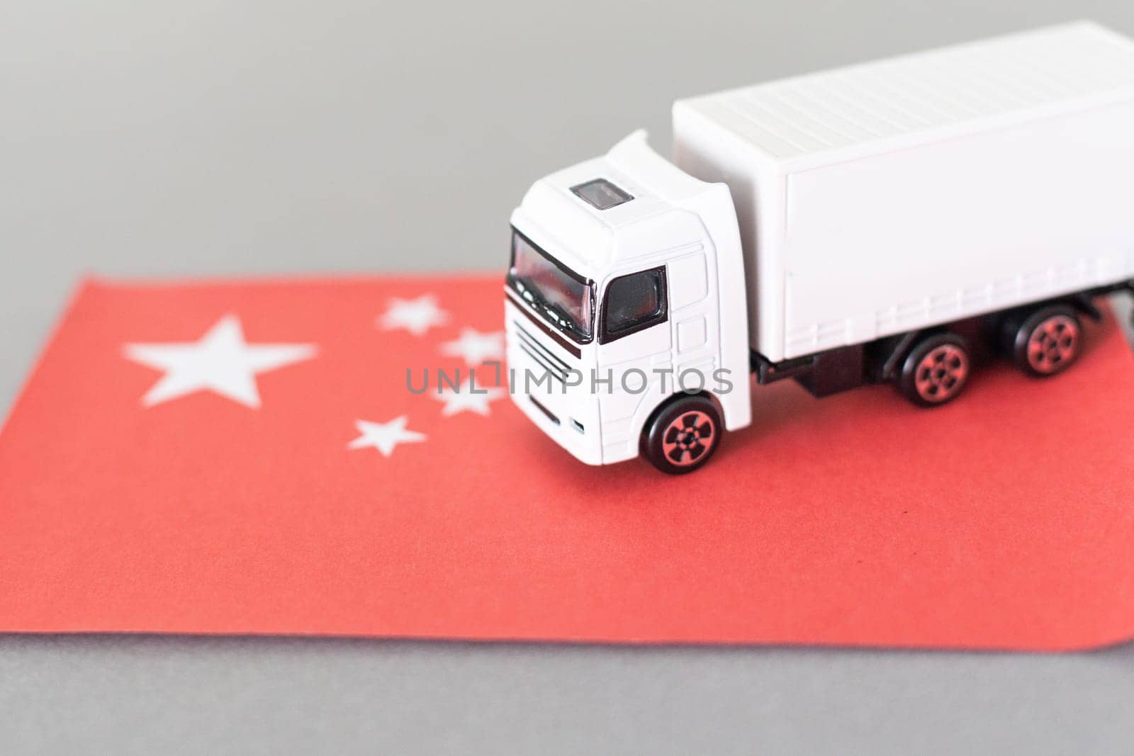 Delivery van with China flag. logistics concept. High quality photo
