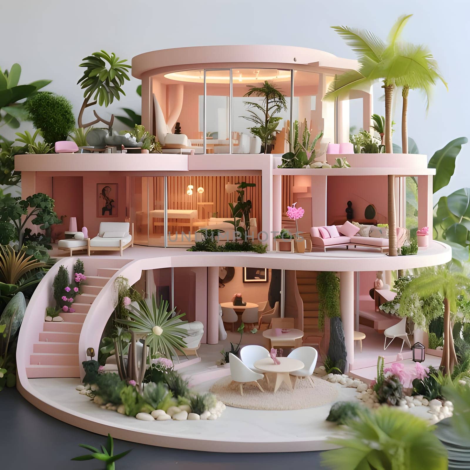 Luxury pink mansion in barbie style. by ThemesS