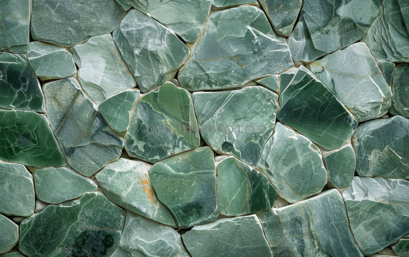 Overlapping green stone shards form a dense mosaic texture