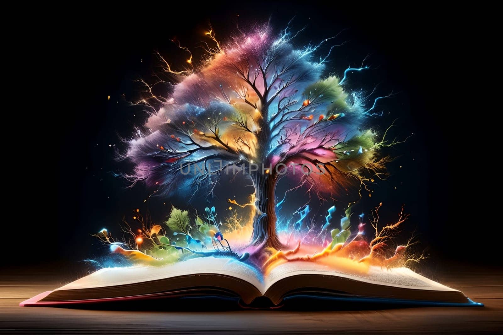 open book and tree of knowledge, abstract background by Rawlik