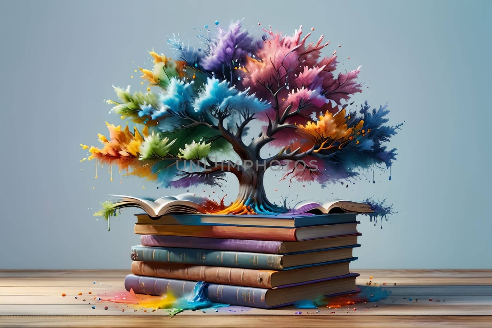 open book and tree of knowledge, abstract background .