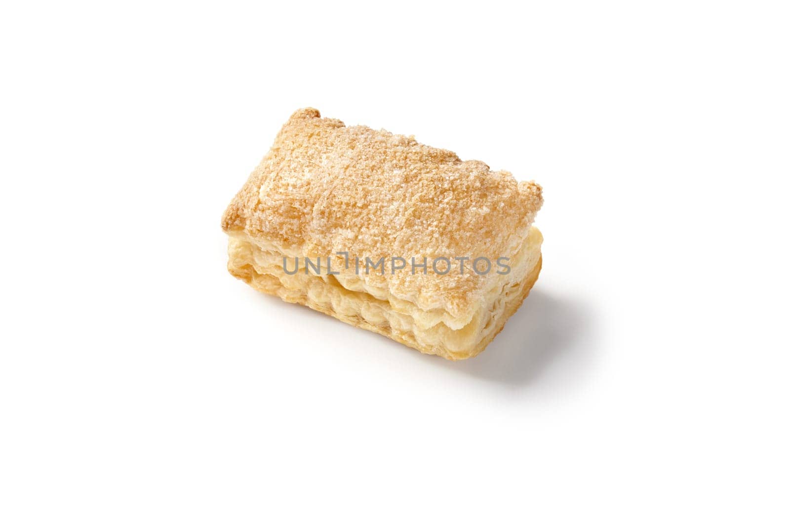 Crispy cream puff pastry sprinkled with sugar on white background by nazarovsergey
