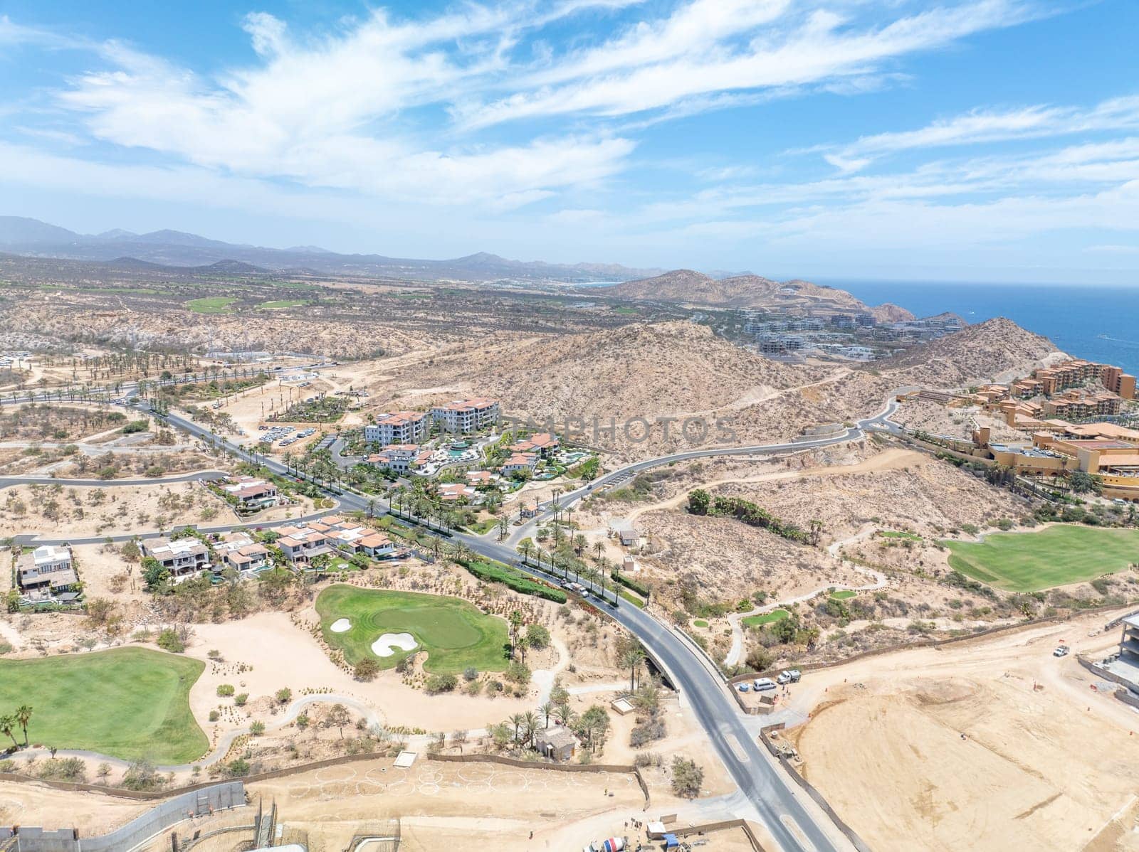 Aerial view of golf course on in Los Cabos, Cabo San Jose, Mexico by Bonandbon