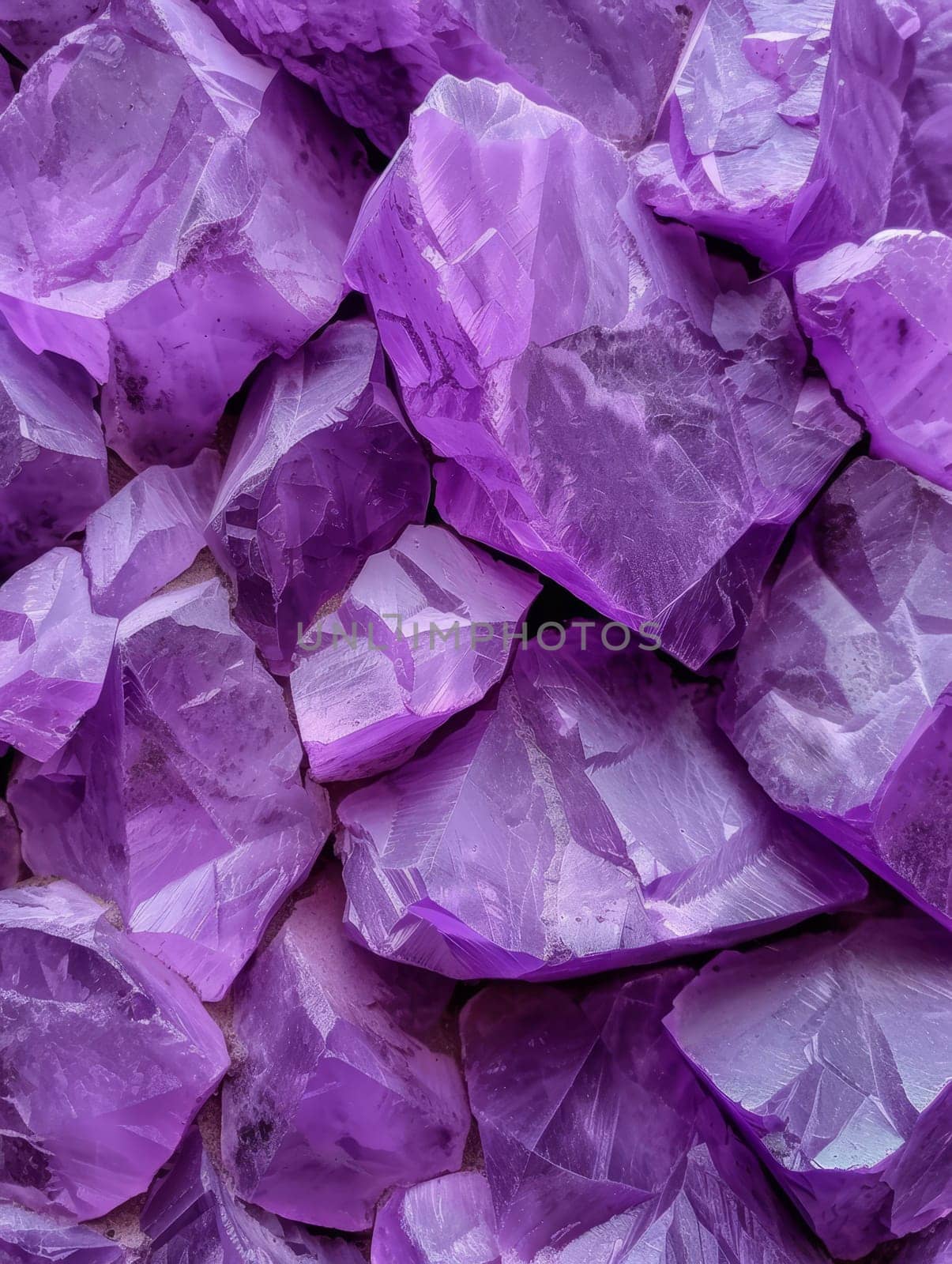 Macro shot of a lavender crystal geode revealing intricate patterns and a shiny texture