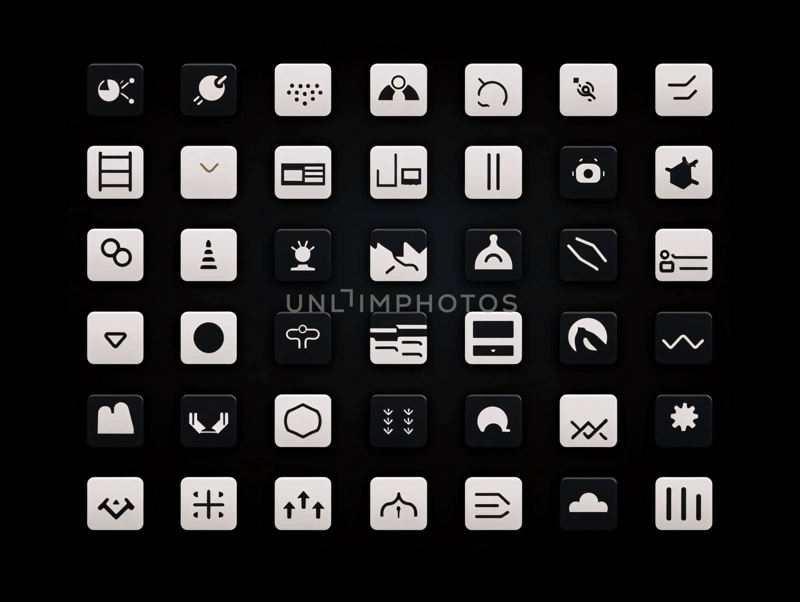 New icons collection: Highly quality black and white user interface icons on a dark background