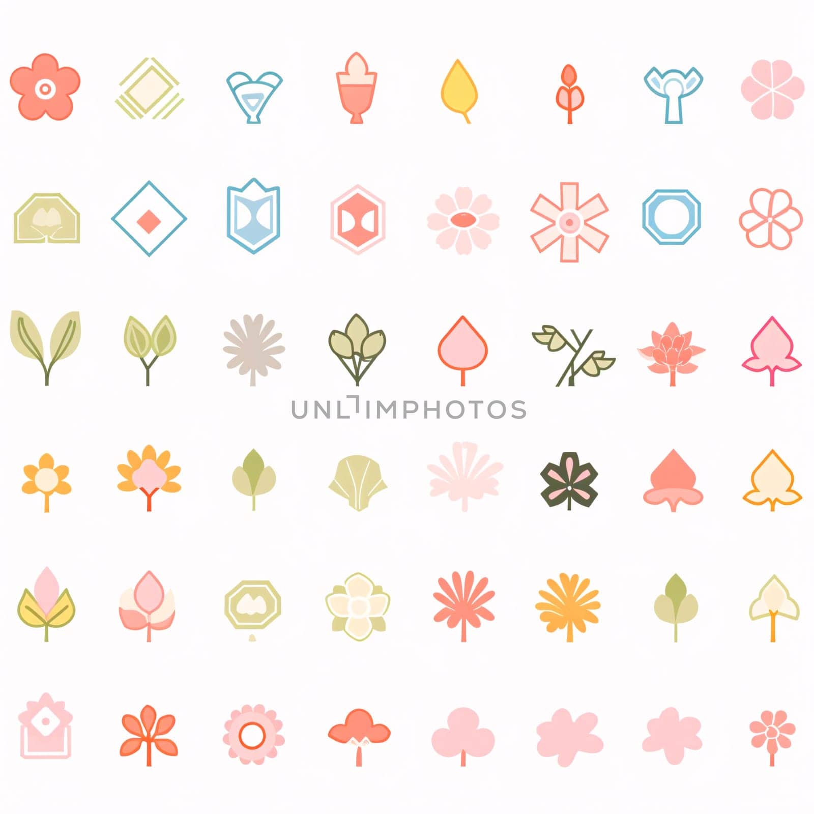 New icons collection: Flower icon set. Collection of floral icons. Vector illustration.