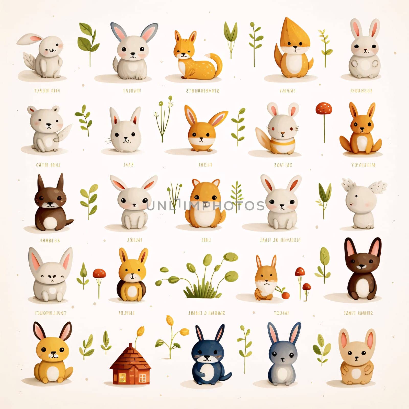 New icons collection: Cute cartoon animals set. Vector illustration. Set of cute animals.